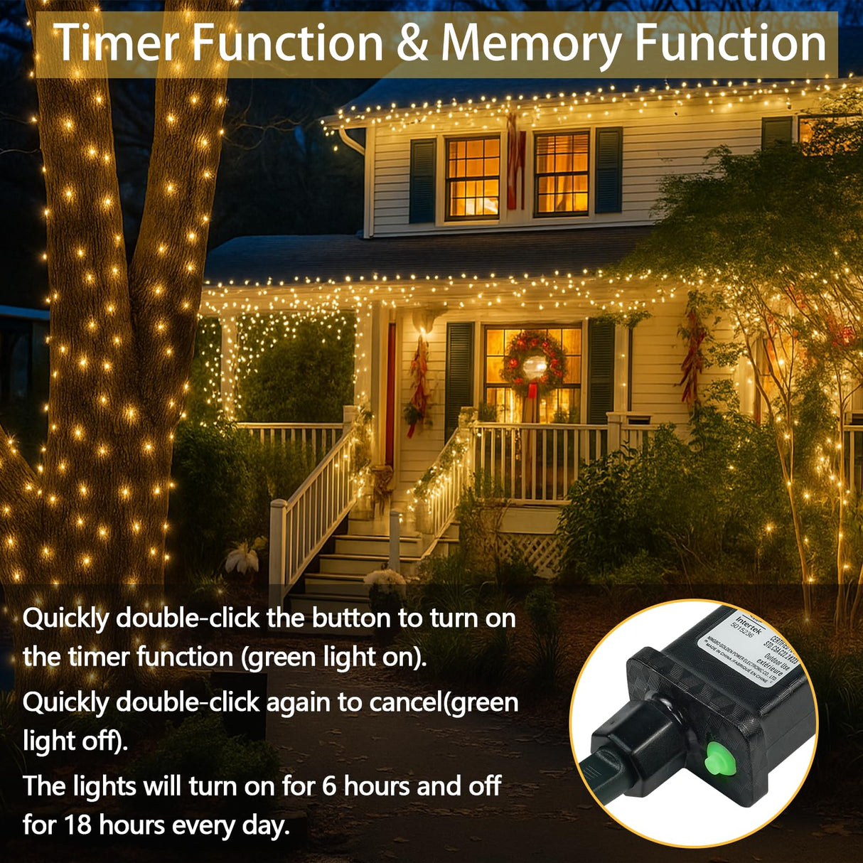 Connectable 200 LED String Lights Indoor Outdoor, 66FT Warm White Christmas Lights Waterproof, 13 Modes with Timer, Twinkle Fairy Lights Plug in Clear Wire for Christmas Tree, Bedroom, Classroom Decor