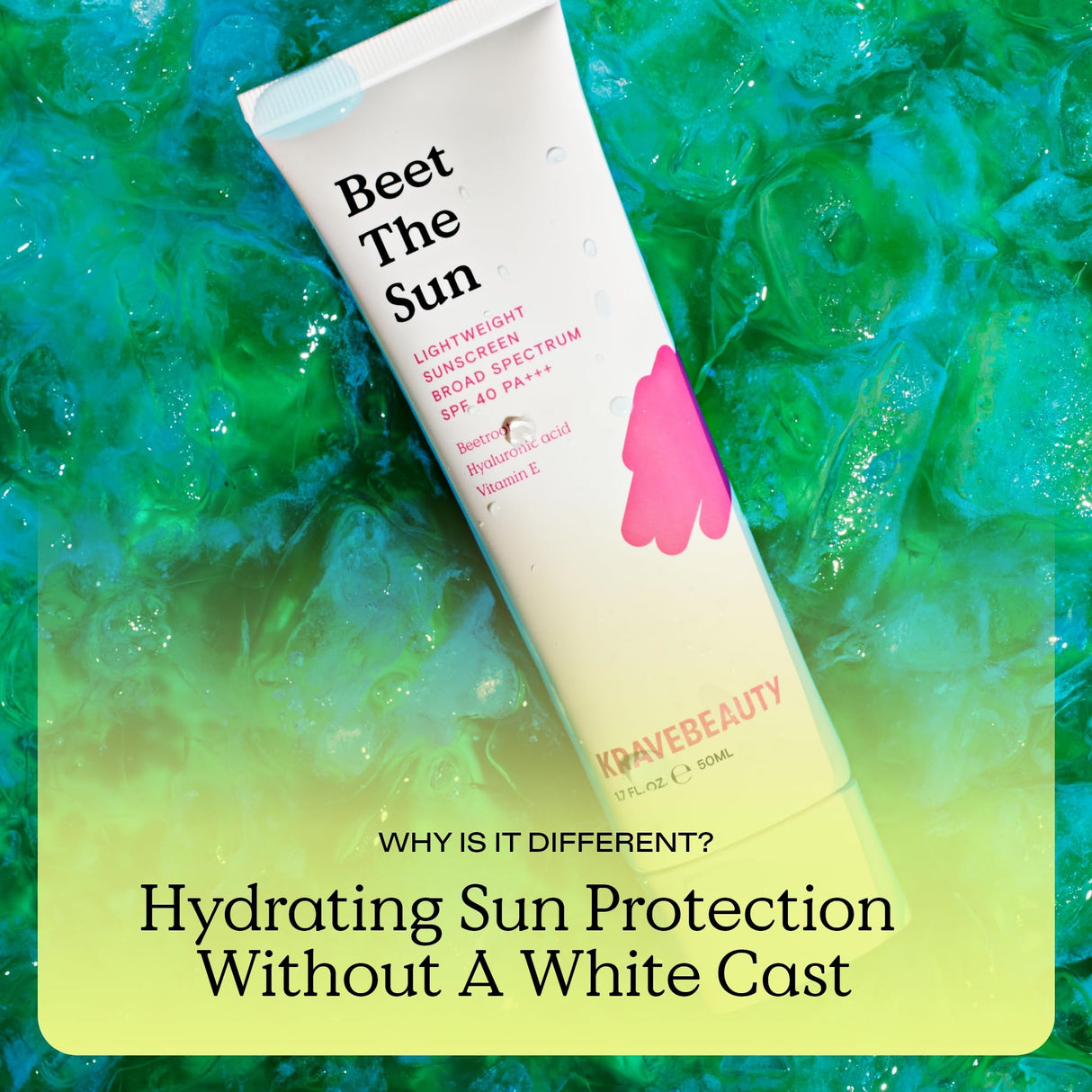 KraveBeauty Beet The Sun SPF 40 PA+++ Broad Spectrum Sunscreen, Daily Non-Greasy Chemical SPF, No White Cast or Pilling, For All Skin Types, Vegan & Cruelty Free, 1.7 fl oz