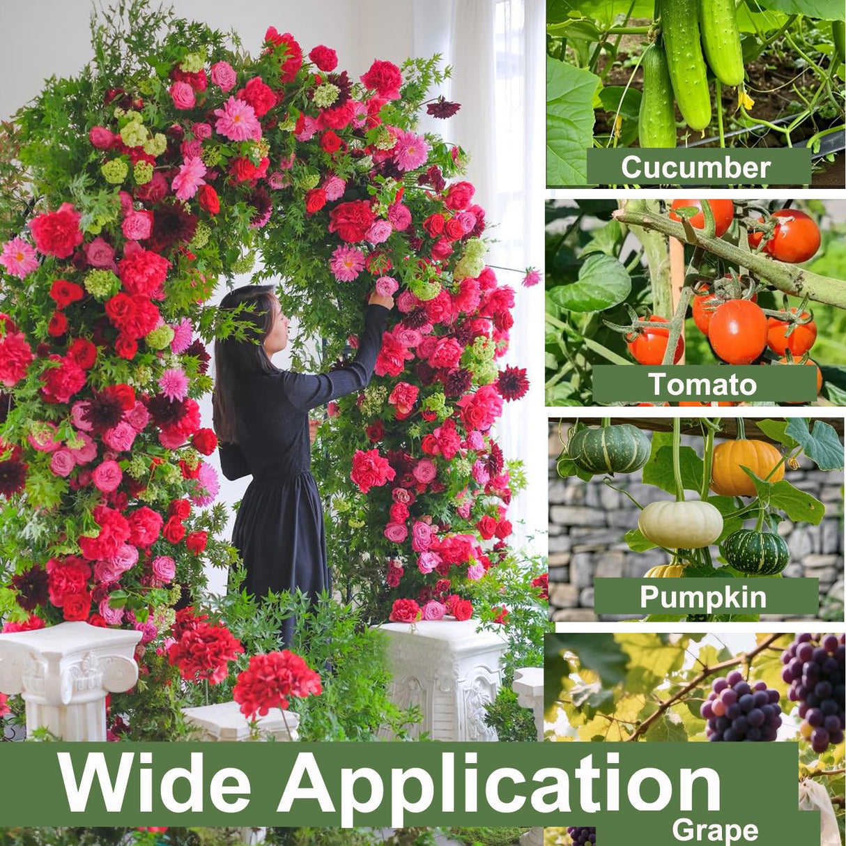 80 Inch Tall Garden Arch Trellis for Climbing Plants Outdoor, Grape Trelli Metal Vine Plants Support Flower Vegetable Tomato (Black, 33" L x 33" W x 80" H - Arch Trellis)