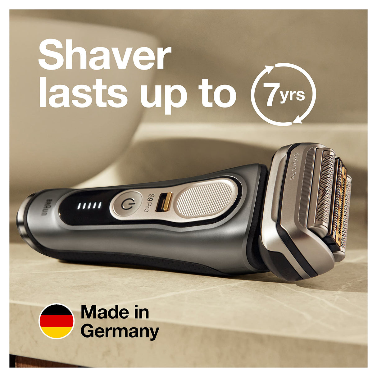 Braun Electric Razor for Men, Series 9 Pro 9465cc Wet & Dry Electric Foil Shaver with ProLift Beard Trimmer, Cleaning & Charging SmartCare Center, Head Shavers for Bald Men, Noble Metal