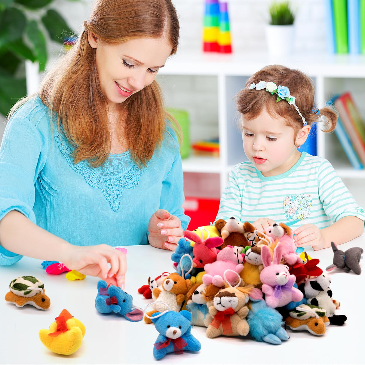 JoyRapt 48 Pack Small Stuffed Animals Bulk Gifts for Kids (2.3/2"-2.5/3.5" Each), Party Favors Toys for Girls, Easter Basket Stuffers Christmas Stocking Plushies (48PCS)