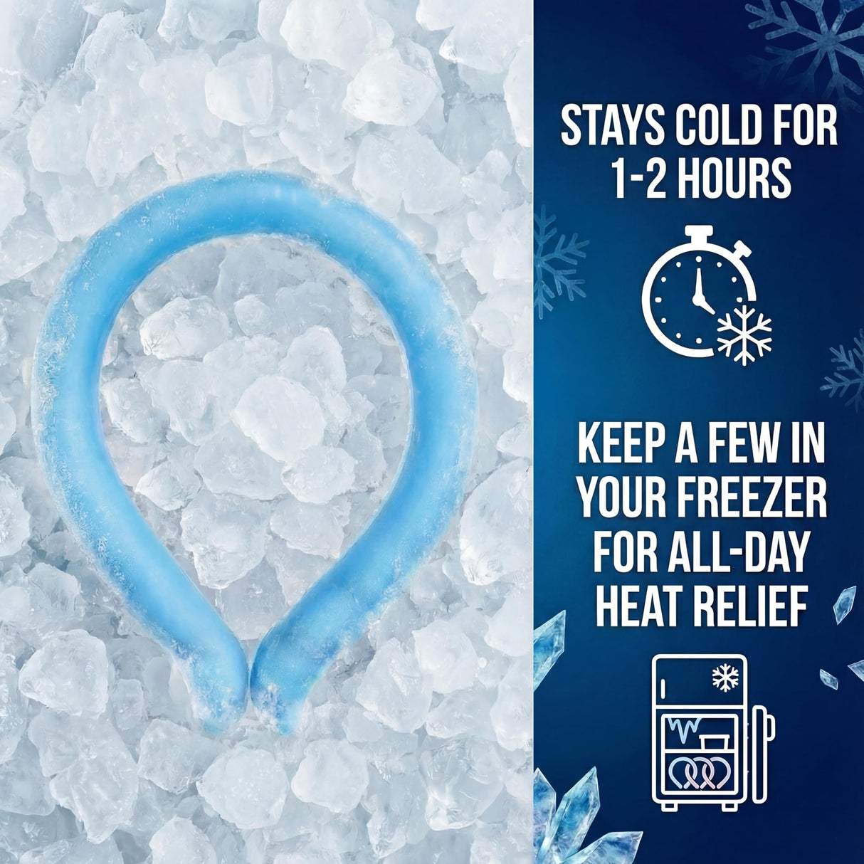 Set of 3 - Neck Cooling Tube for Heat Relief | Reusable Cooling Neck Ring | Wearable ice Pack for hot Weather | Ice wrap for Sports and Hiking | Personal Cooler for Temperature Regulation (Blue)