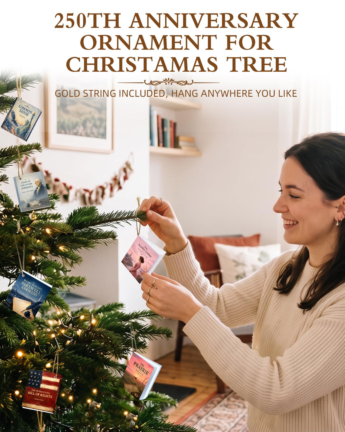 Book Advent Calendar 2026 for Book Lovers, Christmas Tree Ornaments
