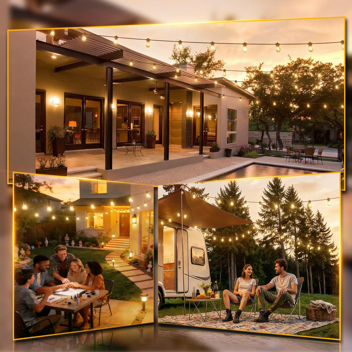addlon 25FT LED Outdoor String Lights with Edison Shatterproof Bulbs, Heavy-Duty and Weatherproof Strand, Commercial Grade Patio Lights, Decorative for Garden or Patio, Black