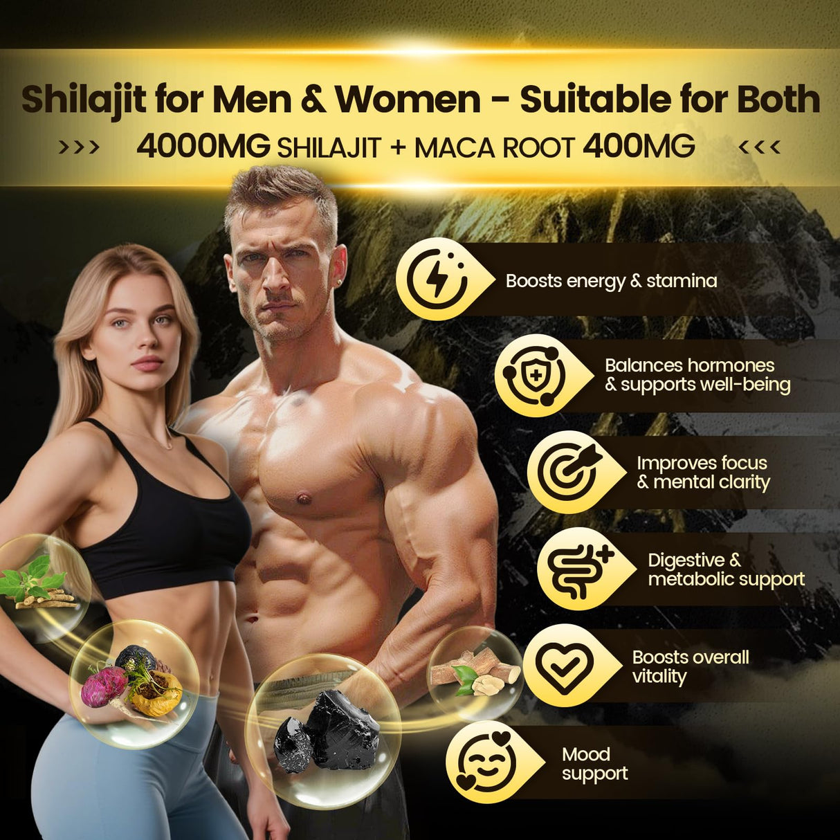 Formula with Pure Himalayan Shilajit, Ashwagandha, and 75% Fulvic Acid | Sugar-Free Vegan, 85+ Trace Minerals