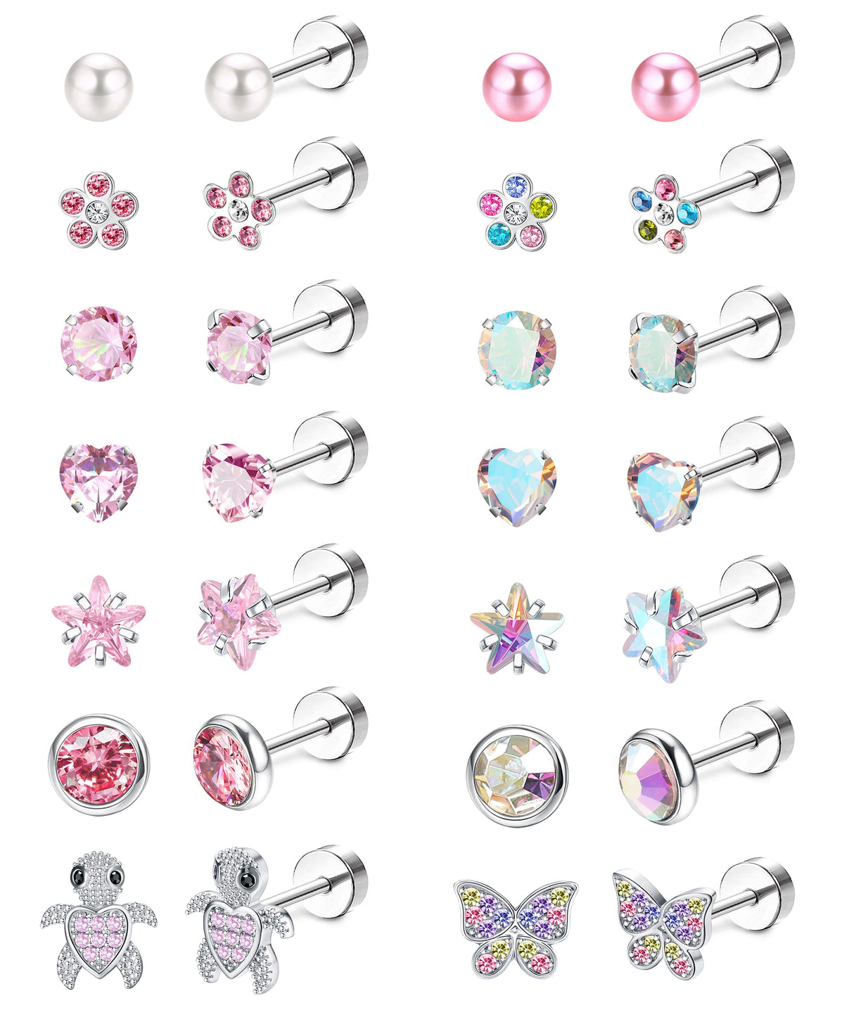Hypoallergenic Screwback Earrings for Women Girls 20G Colorful