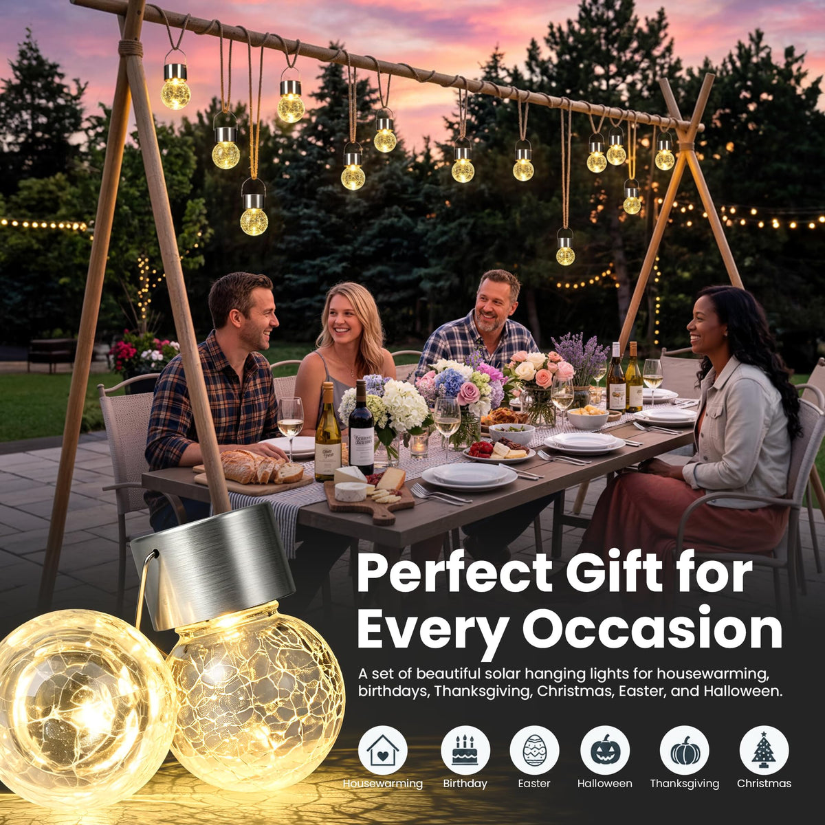 SOLPEX Hanging Solar Lights for Outside Garden Solar Hanging Lanterns 12 Pc