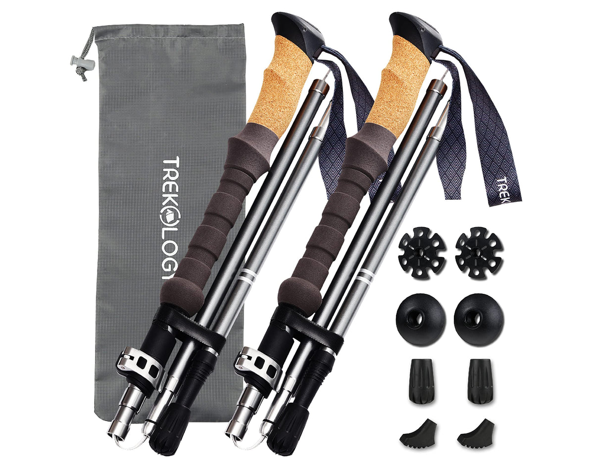 Trekology Trek-Z Cork Grip Collapsible Lightweight Hiking Trekking Poles