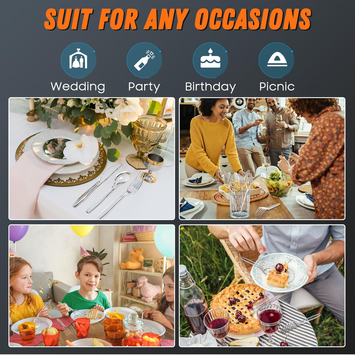 360pc 7.1" Clear Plastic Forks Heavy Duty with Heat Resistant & BPA Free, Solid and Durable Plastic Cutlery, Premium Disposable Forks for Party Supply