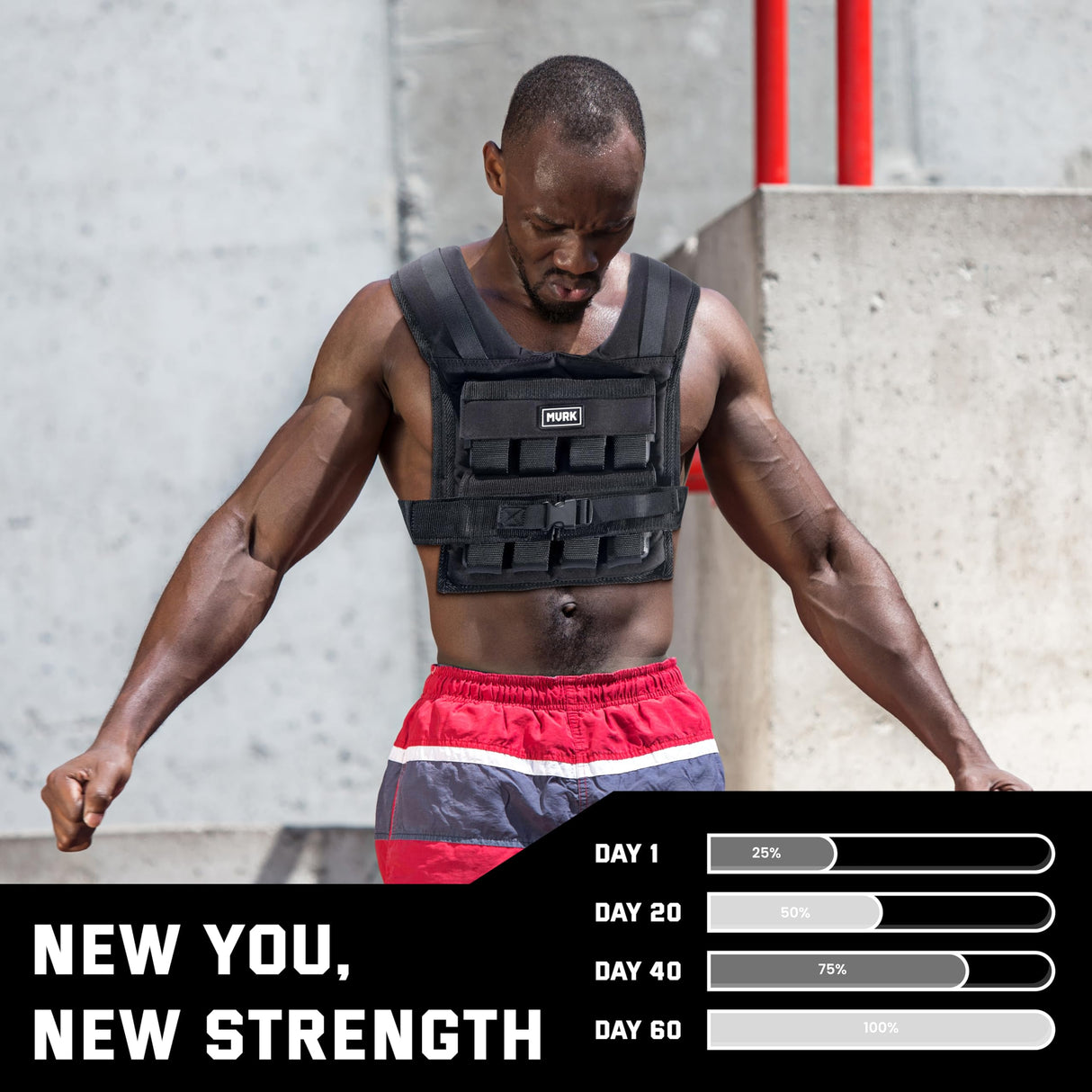 MVRK Adjustable Weighted Vest Men 18 lbs - Weighted Workout Vest With Iron Weights, Heavy Duty Weighted Exercise Vest For Functional Training, Slim Design Weighted Running Vest, Weight Vest for Men