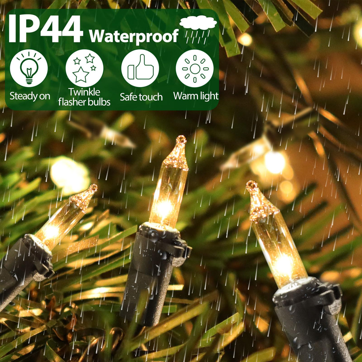 CXLHO Clear Christmas Lights 66FT 200 Incandescent Bulbs Warm White Mini Lights with Black Wire for Christmas Tree, Garland, Thanksgiving, Wedding, Party, Home, Indoor & Outdoor Festival Decoration