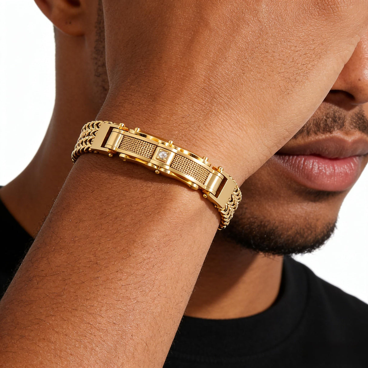 Klapgo Gold Bracelets for Men Stainless Steel Cuban Franco Link