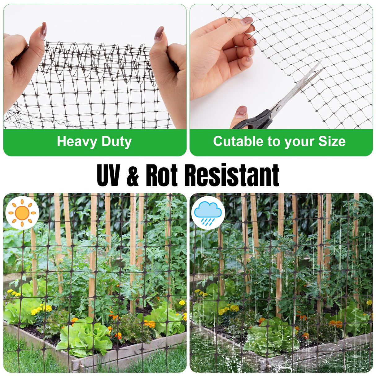 NONMON Bird Netting Deer Fence Netting 5 x 100FT Heavy Duty Garden Netting