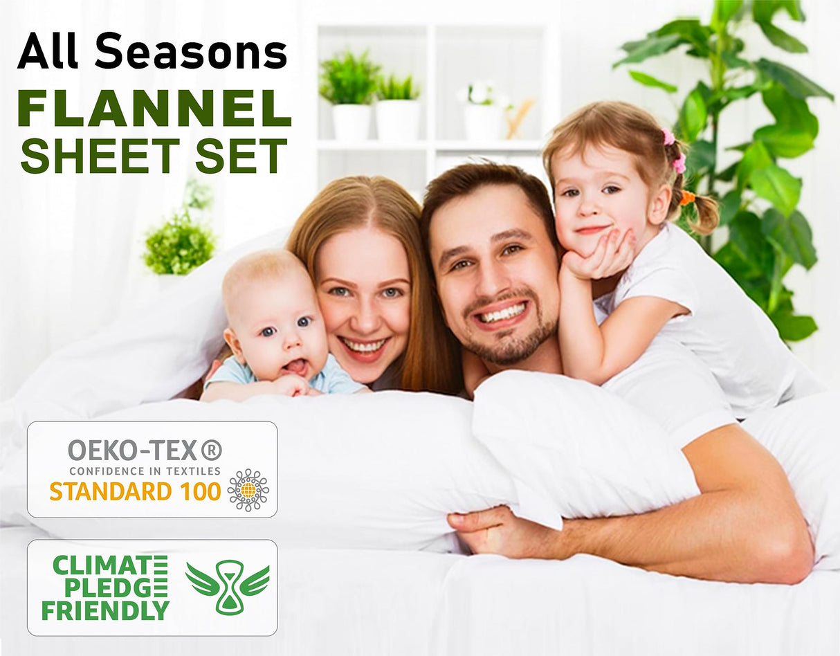 RUVANTI Flannel Sheets King Size - 100% Cotton Brushed King Size Sheets Set - Deep Pockets 16 Inches Bed Sheets - All Seasons Breathable & Extra Soft - Warm & Cozy, 4 Piece, Christmas Tree