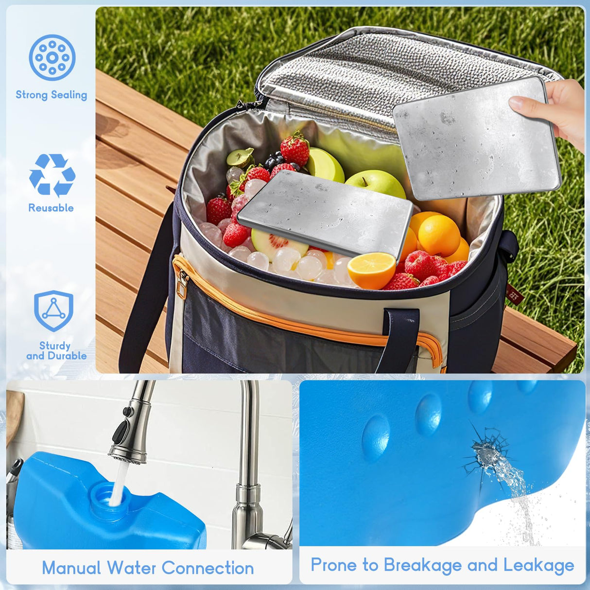 2PCS Ice Packs for Lunch Boxes Reusable Stainless Steel Ice Packs, No Water Needed, for Coolers, Camping, and Picnic Baskets Metal Bento Box Ice Packs Keep Food and Drinks Fresh and Cool