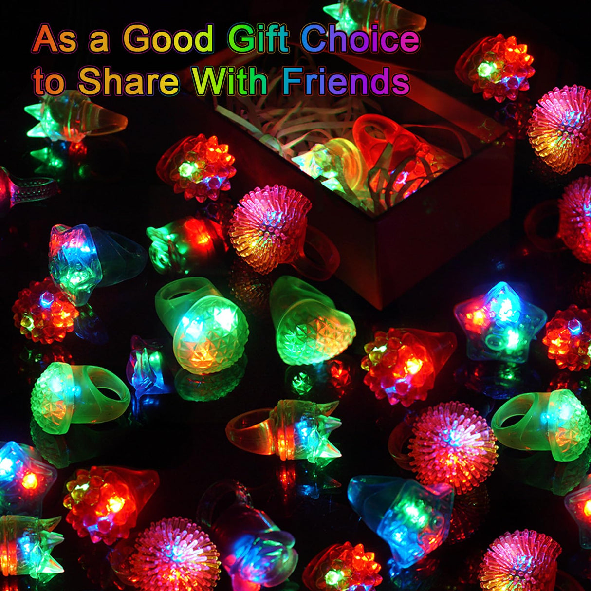 OLUPP 150 Pcs Light Up Rings, Glow In The Dark Party Supplies, 6 Style Flashing Glow In The Dark Rings for Adults & Kids, LED Ring for Birthday Party Favors, Concert, Raves, Halloween, Christmas