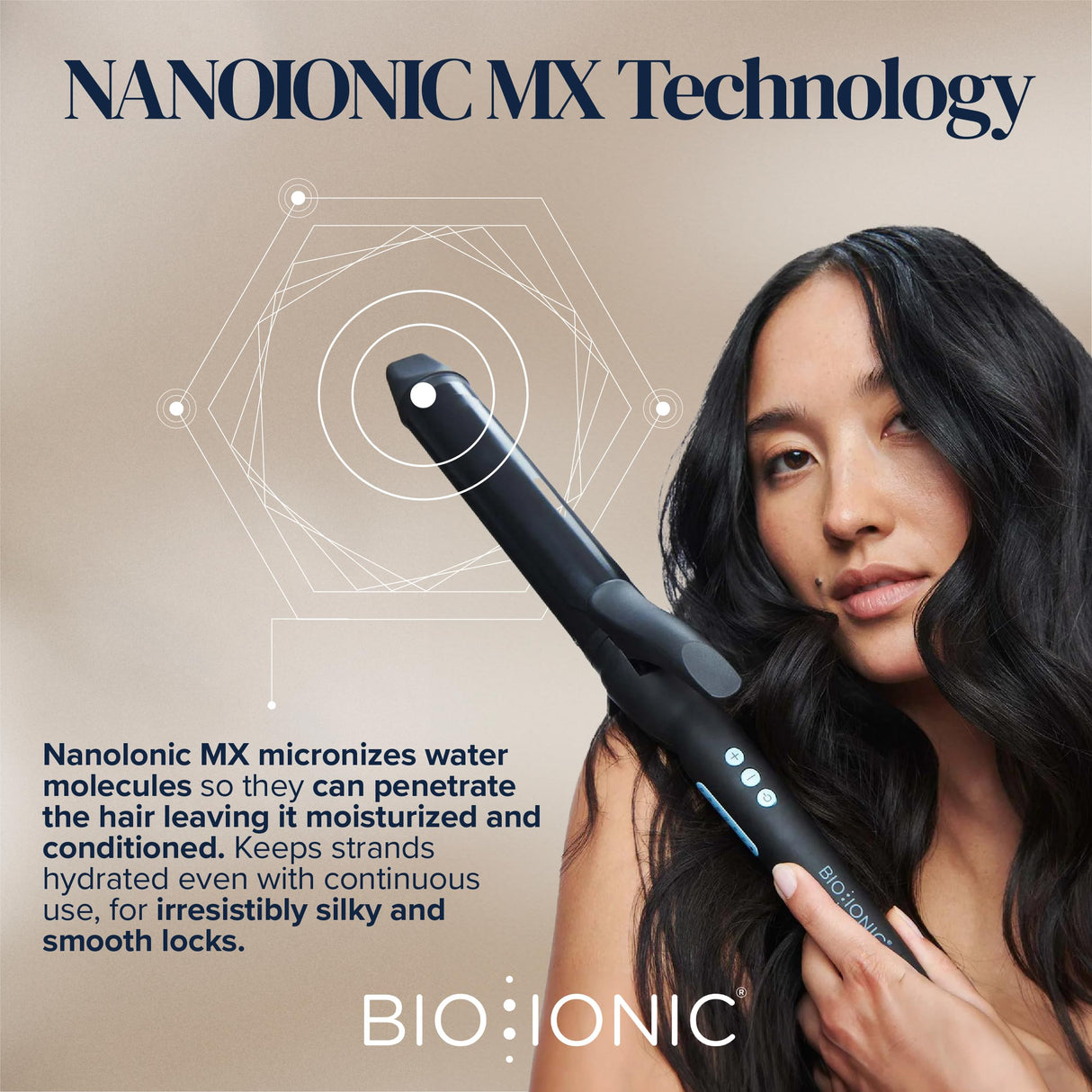 Bio Ionic Long Barrel Styler, 1.5" Curling Iron with Moisture Heat Technology & NanoIonic MX, Verstatile Curling Wand with Longer Barrel for Voluminous "Lived-In" Curls