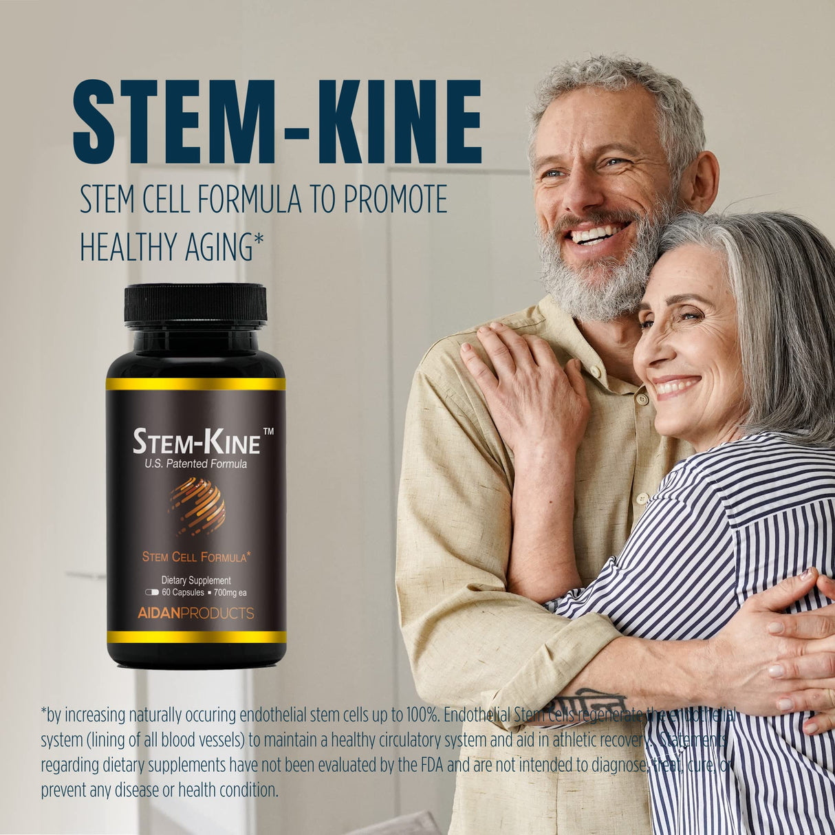 Aidan Products Stem-Kine Stem Cell Supplements, Clinically Proven to Increase Circulating Stem Cells, Promoting Aging Support, 60 Capsules