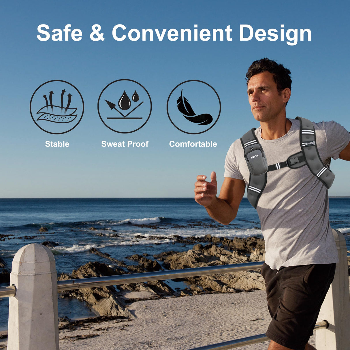 ZUETK Weighted Vest, 6lb/8lb/12lb/16lb/20lb/25lb/30lb Weight Vest with Reflective Stripe, Weighted Vest for Men Women Workout Equipment for Strength Training, Running, Jogging, Fitness, Weight Loss