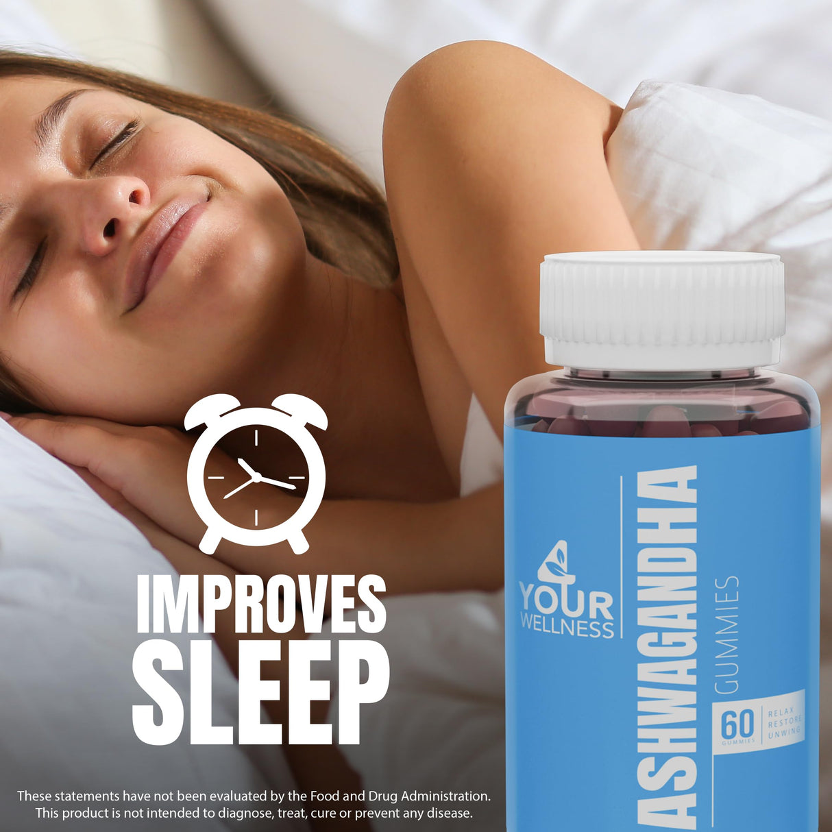 4 Your Wellness Ashwagandha Gummies Mixed Berry KSM-66, Lion's Mane, Vitamin-D, Non-GMO, Gluten-Free, Gelatin Free & Kosher (60 Count (Pack of 1))