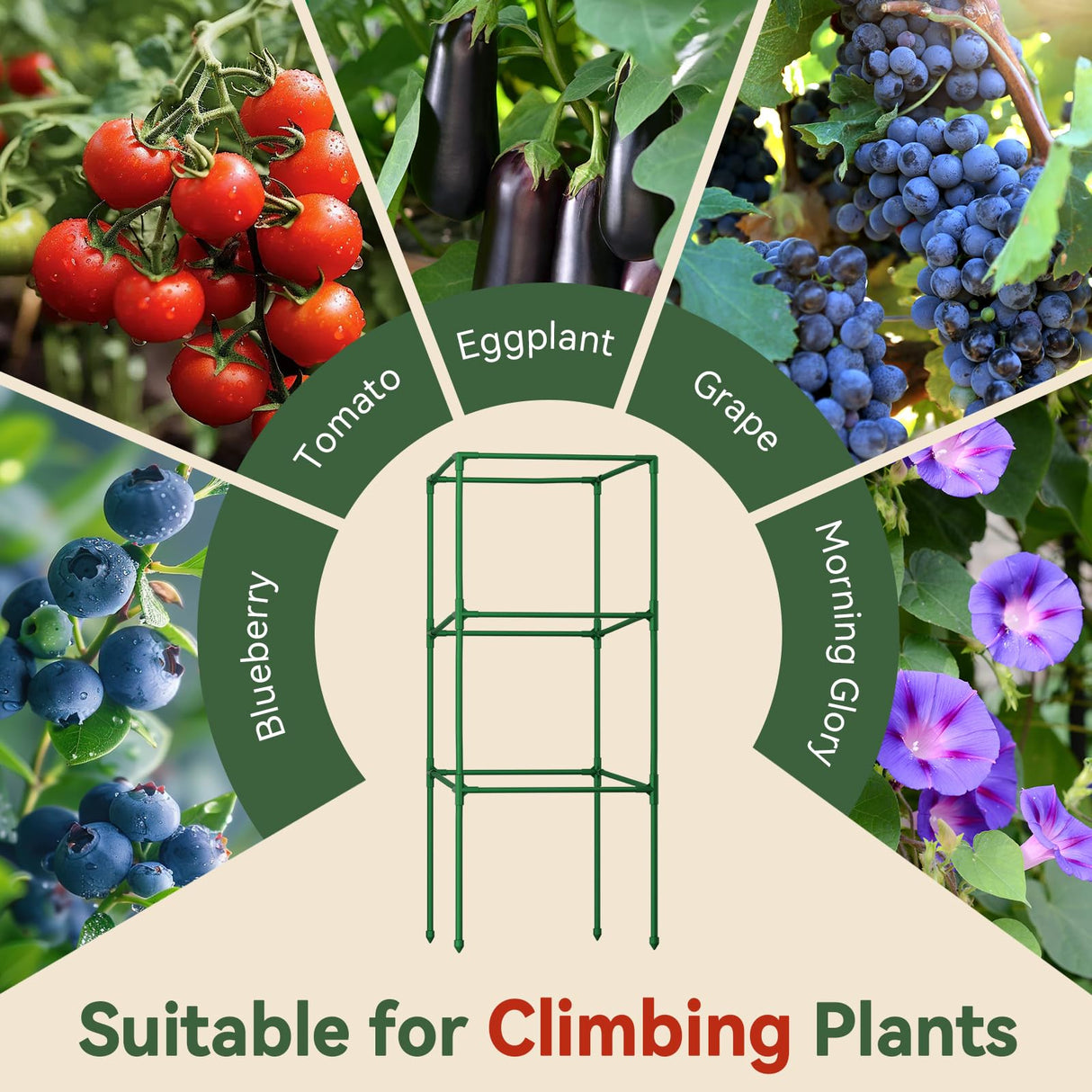4 Pack 45" Tomato Cages for Garden, Heavy Duty Adjustable Plant Support