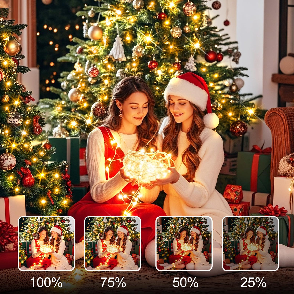 SAUIRS 403FT 1000 LED Christmas Lights Outdoor String Lights with 8 Modes Timer Waterproof Fairy Light Plug in for Outside Indoor Party Xmas Palm Tree Yard Wedding Decorations(Warm White)