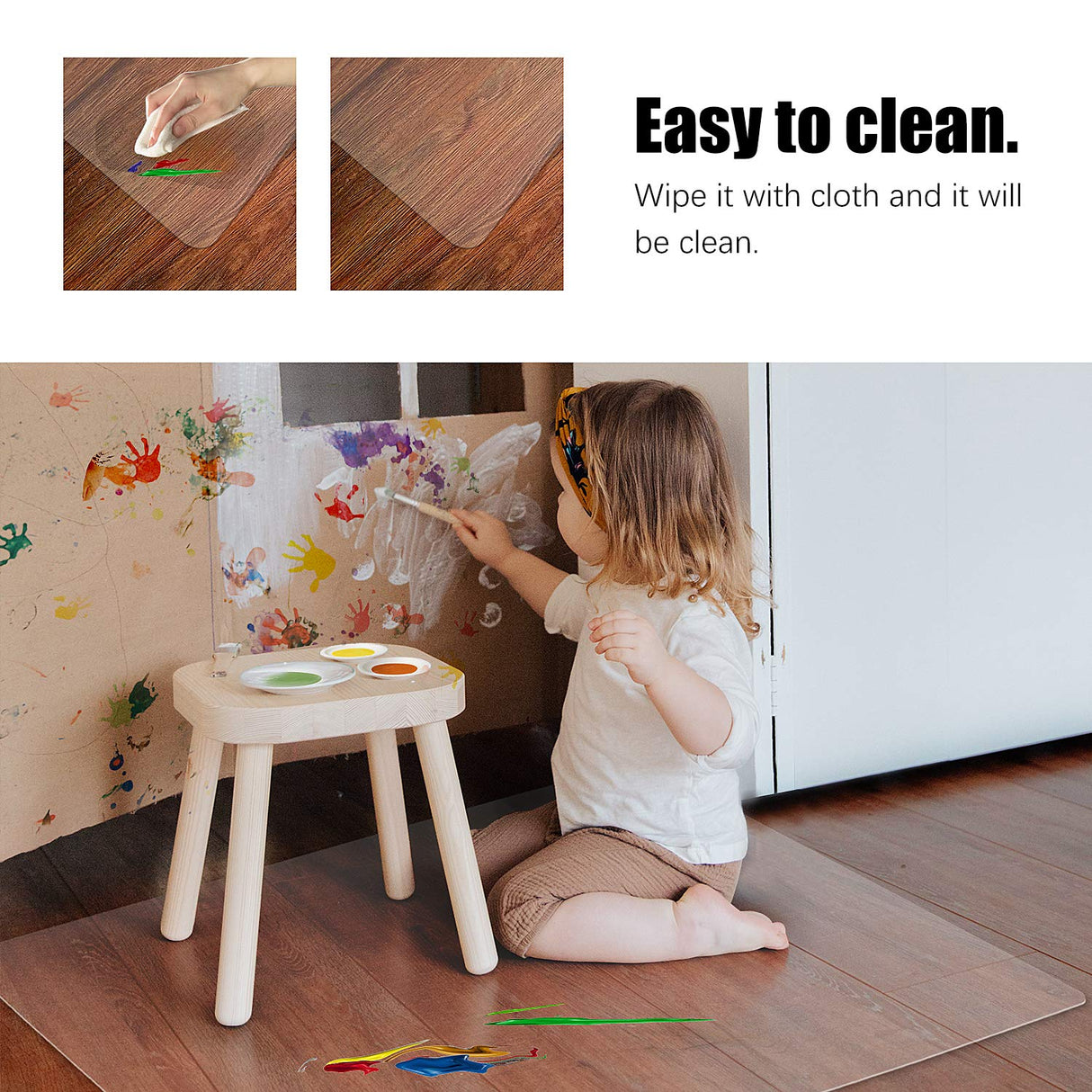 Vicwe Chair mat for Hardwood Floor, 36 x 48 inches Fully Transparent Floor Mats for Rolling Chairs, Floor Protector, Easy Clean, Rectangle
