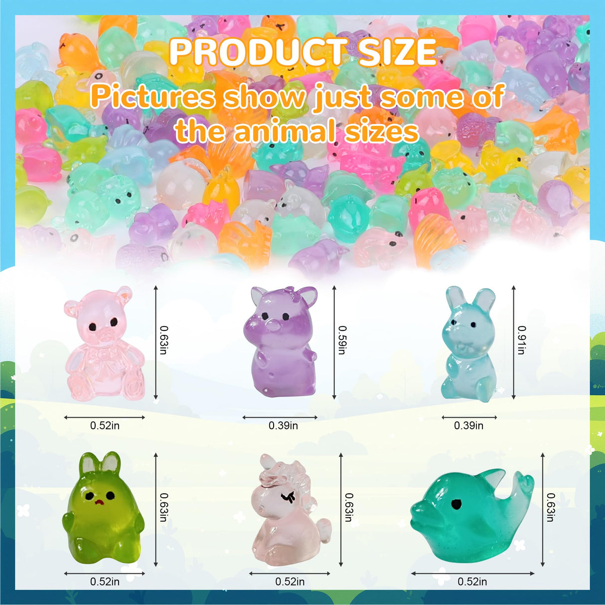 ShtNeeg 300PCS Mystery Mini Resin Animal Blind Bags, Glow in The Dark Tiny Animal Figures, 50+ Animal Combination Sets for Classroom Prizes, Party Favors, Fairy Garden & DIY Decor