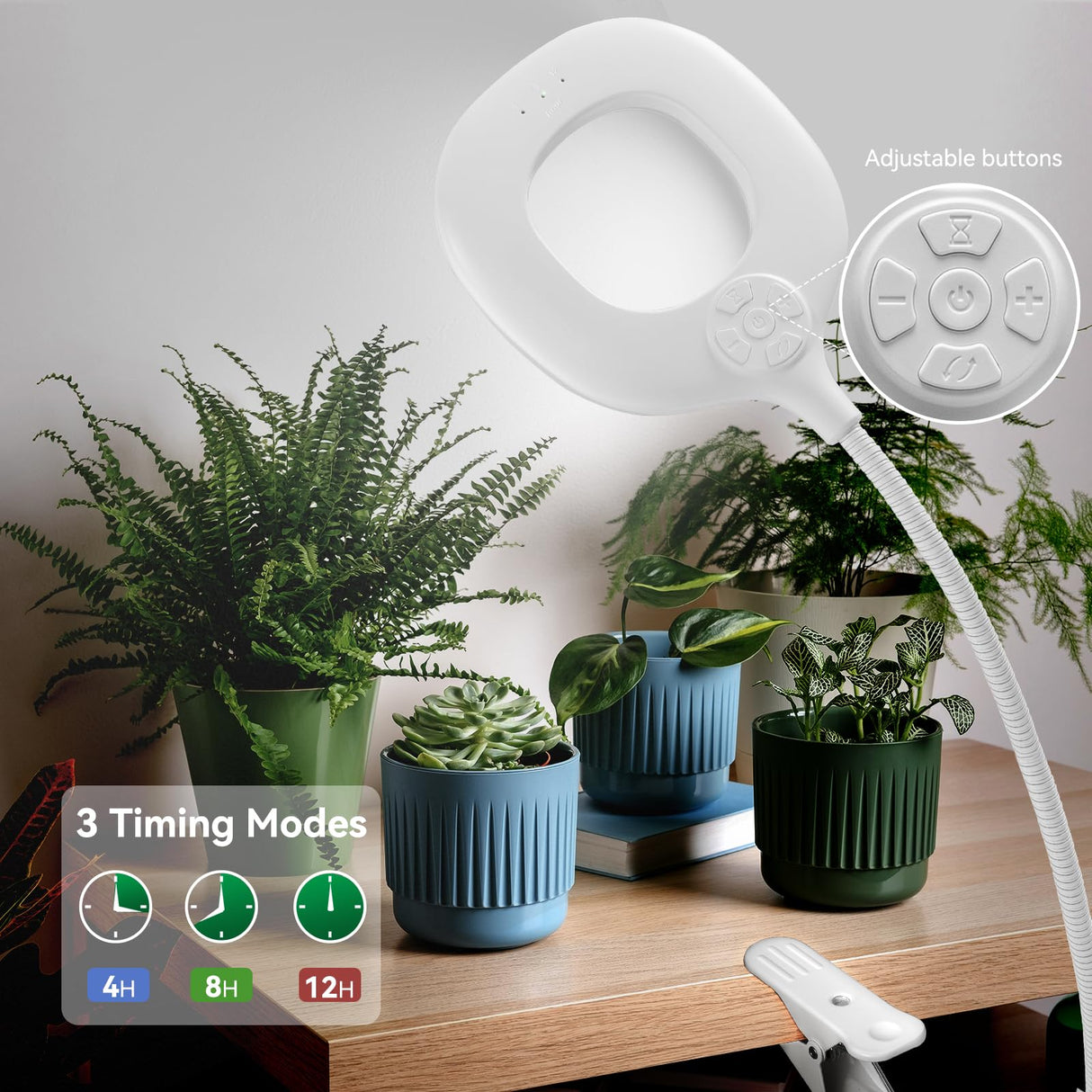 Grow Lights for Indoor Plant Full Spectrum, Clip On Plant Light with Remote