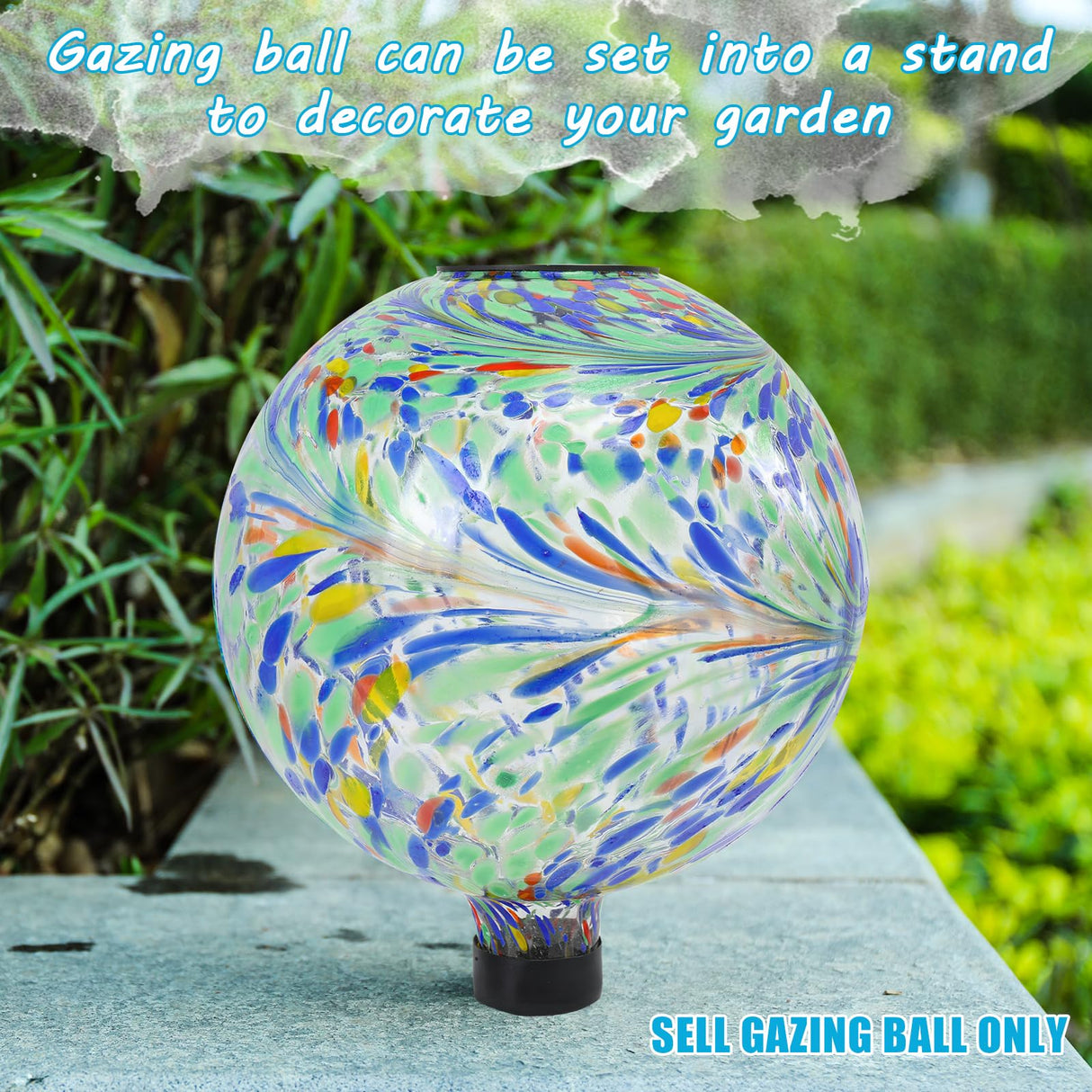 VCUTEKA Solar Gazing Ball, 10" Glass Gazing Balls Sphere with Solar Light for Garden Decor Lawn Outdoor Yard Decorative