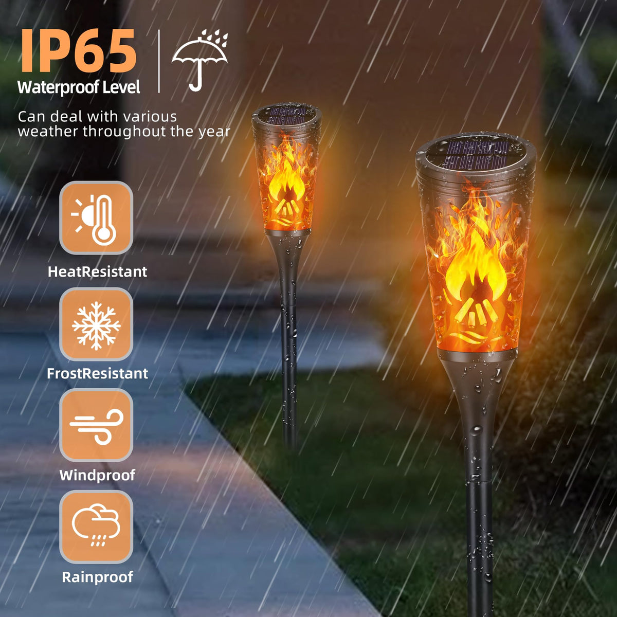 Toodour Solar Halloween Lights Outdoor, 6 Pack Solar Torch Light Waterproof