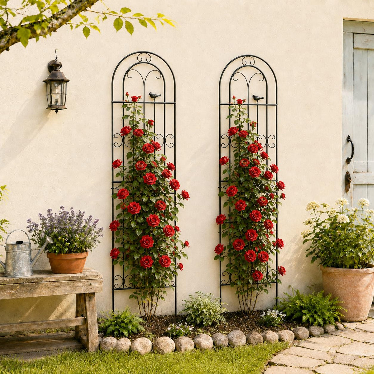 2 Pack 78.7" x 19.6" Iron Arch Decoration Garden Trellis, Metal Climbing Plant Trellis for Heavy Vines, Roses, Flowers, and Vegetables, Perfect for Gardens, Lawns.