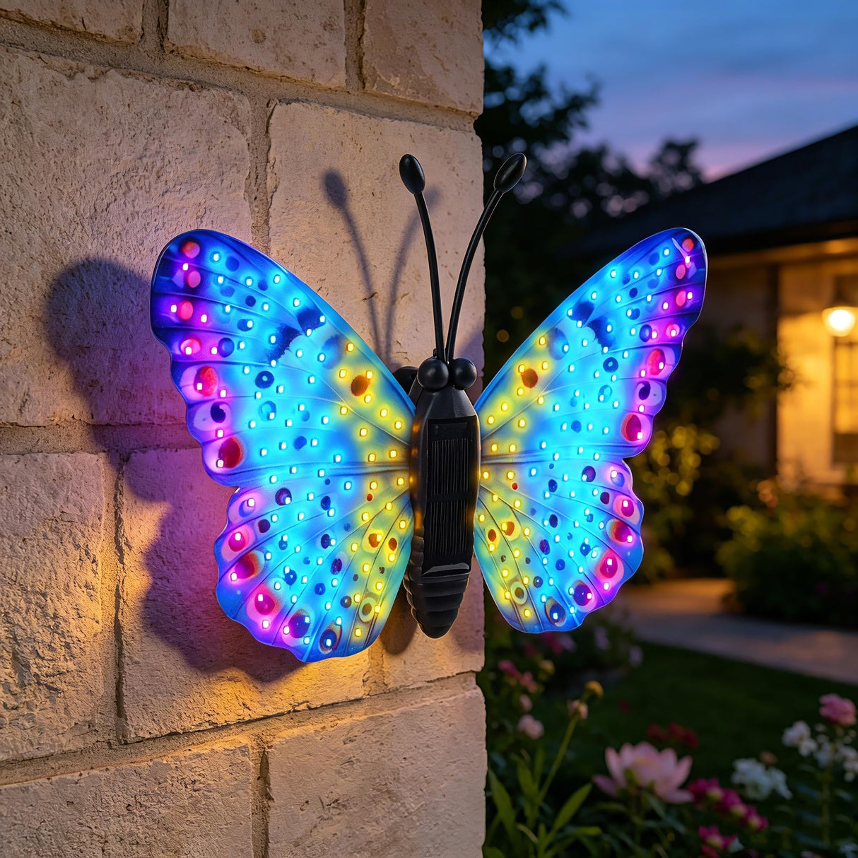 XMHBCSM Solar LED Butterfly Outdoor Wall Decor with Sparkling Light-Up Wings - Hanging Solar Lights for Garden, Yard, Patio, Balcony, Living Room, Bedroom