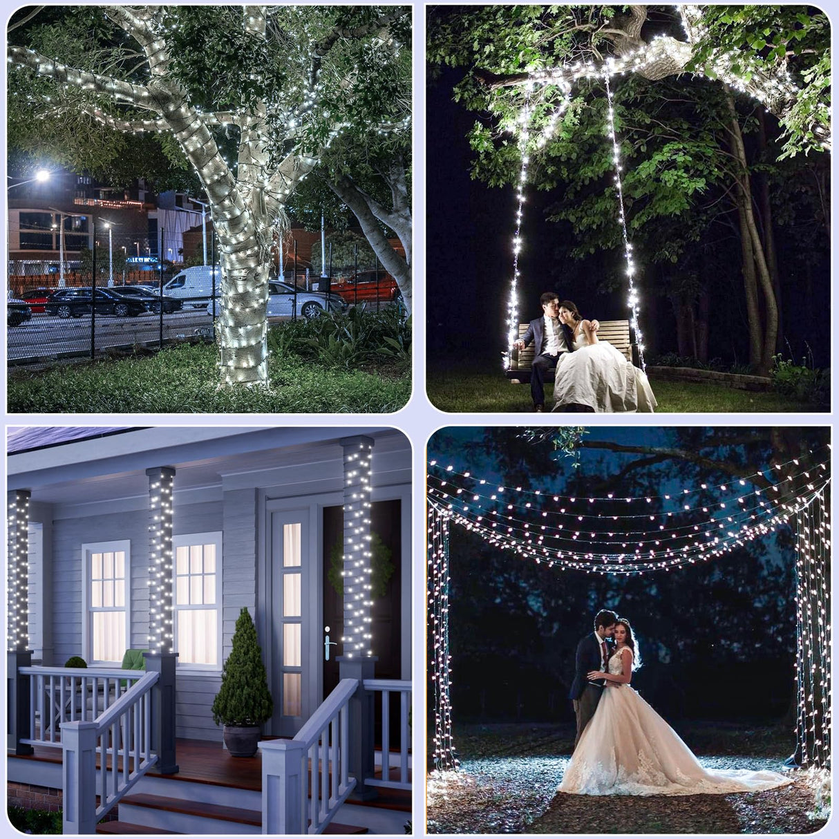 XmasBokeh 2 Pack Solar Christmas Lights, 158FT 480 LED String Lights for Outside Waterproof, 8 Modes Solar Powered Outdoor Lights for Backyard Patio Tree Party Garden Decoration, White