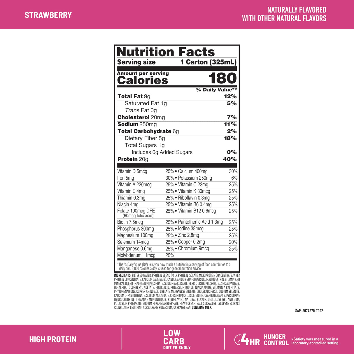 SlimFast Protein Shake, Strawberry- 20g Protein, Meal Replacement Shake Ready to Drink, High Protein with Low Carb and Low Sugar, 24 Vitamins and Minerals, 12 Count (Pack of 1) (Packaging May Vary)