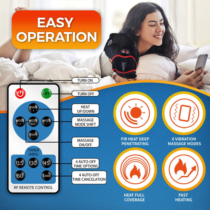 sticro Shoulder Heating Pad Massager for Pain Relief, Vibration Massage Heated Wrap Braces for Left Right Frozen Shoulder, Rotator Cuff Injury, Arthritis, Decent Gift for Men Woman - S/M/L