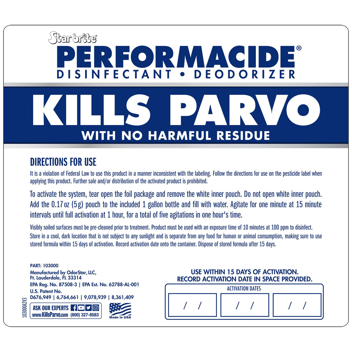 STAR BRITE Performacide 1 Gallon Kit – Kills Parvo Virus, Ideal for Veterinary Hospitals & Kennels