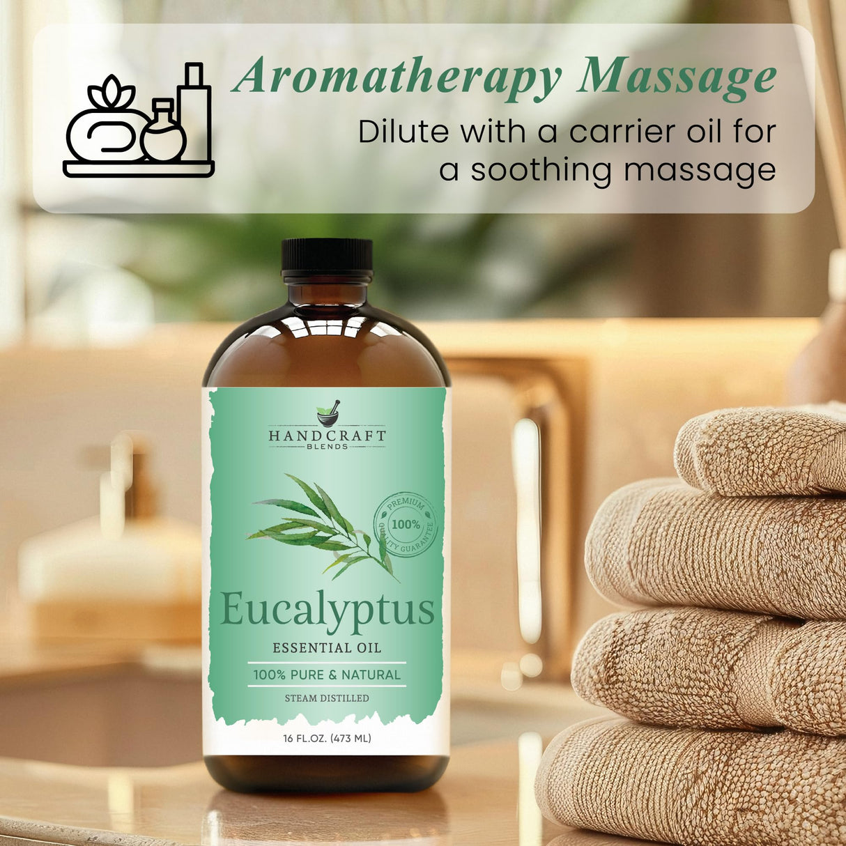 Handcraft Blends Eucalyptus Essential Oil in Glass Bottle - Huge 16 Fl Oz - 100% Pure and Natural - Premium Grade Essential Oil for Diffuser and Aromatherapy, and DIY Soap Making