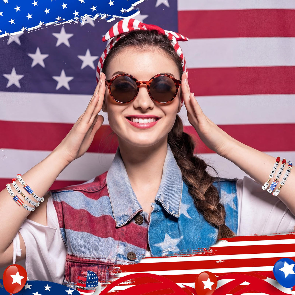 Highergo Patriotic Bracelet Wristband Bulk, 24 Pcs, Fresh
