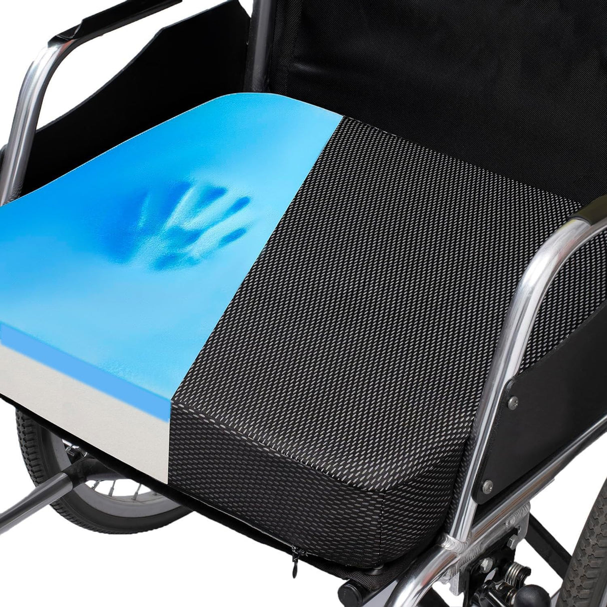 CYLEN Ifoam Gel Infused Memory Foam Layer Wheelchair Cushion - Seat Cushion for Wheelchair-Office Chair, Kitchen Chair, Car Seats-Pressure Sore and Tailbone Pain Relief-High Dense Polyfoam Base(Black)