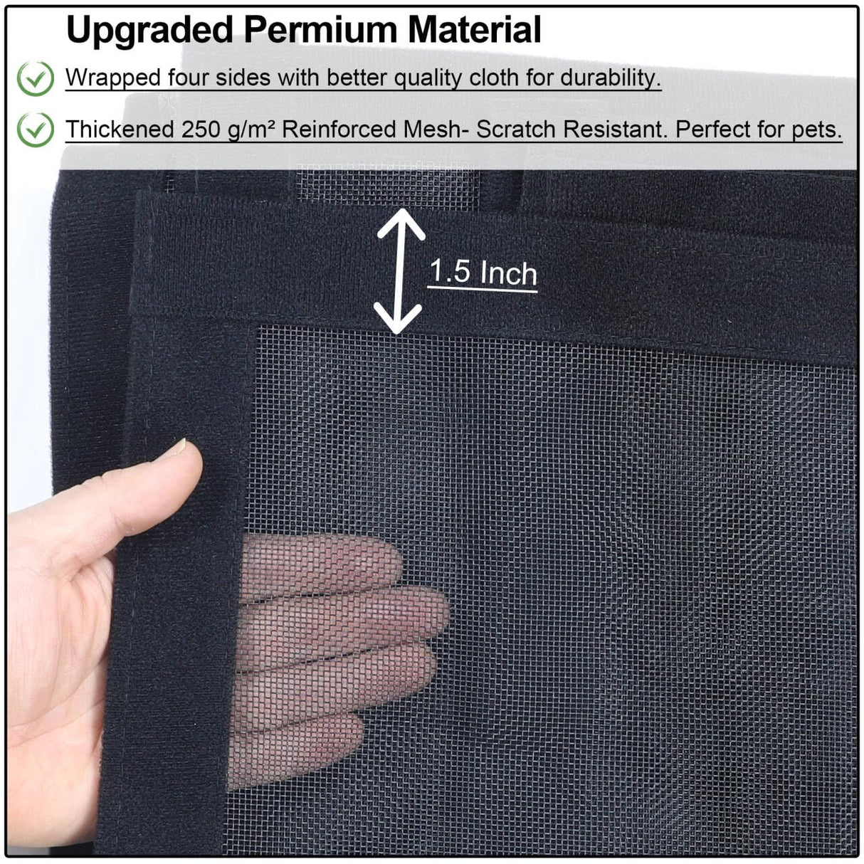 Upgraded Magnetic Screen Door Thicker 250g/㎡ Reinforced Mesh,36 Longer Magnets,Door Screen Magnetic Closure for Single Door,Retractable Mosquito Net for Door,Fit Doors to 38x82 Inch,Black