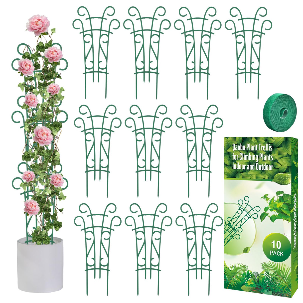 10 Pack Indoor Plant Trellis for Potted Plants, Stackable Garden Trellis for Climbing Plants Outdoor, Small Trellis for Houseplants Rose Hoya Pothos Plant Climber Support