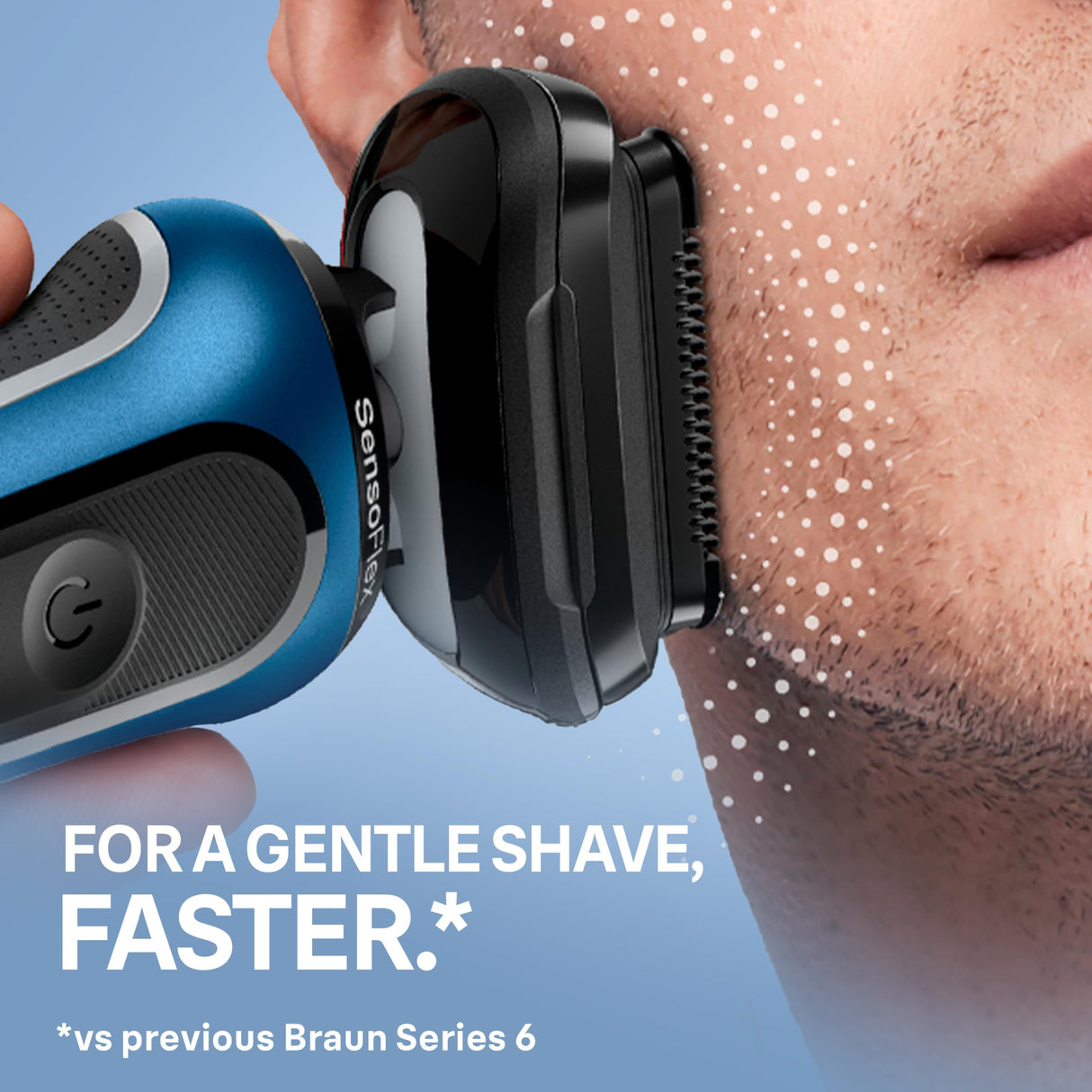 Braun Electric Shaver for Men, Series 6 6120s, Wet & Dry Shave, Turbo & Gentle Shaving Modes, with Precision Trimmer & Pouch, Blue
