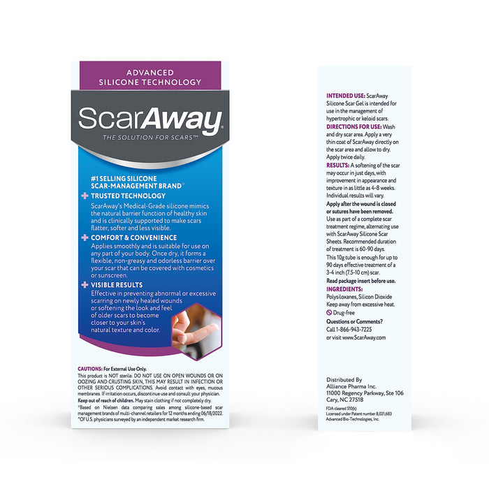 ScarAway Silicone Scar Gel, Helps Improve Size, Color & Texture of Hypertrophic & Keloid Scars from Injury, Burns & Surgery, Water Resistant, 20g (0.7 Oz)