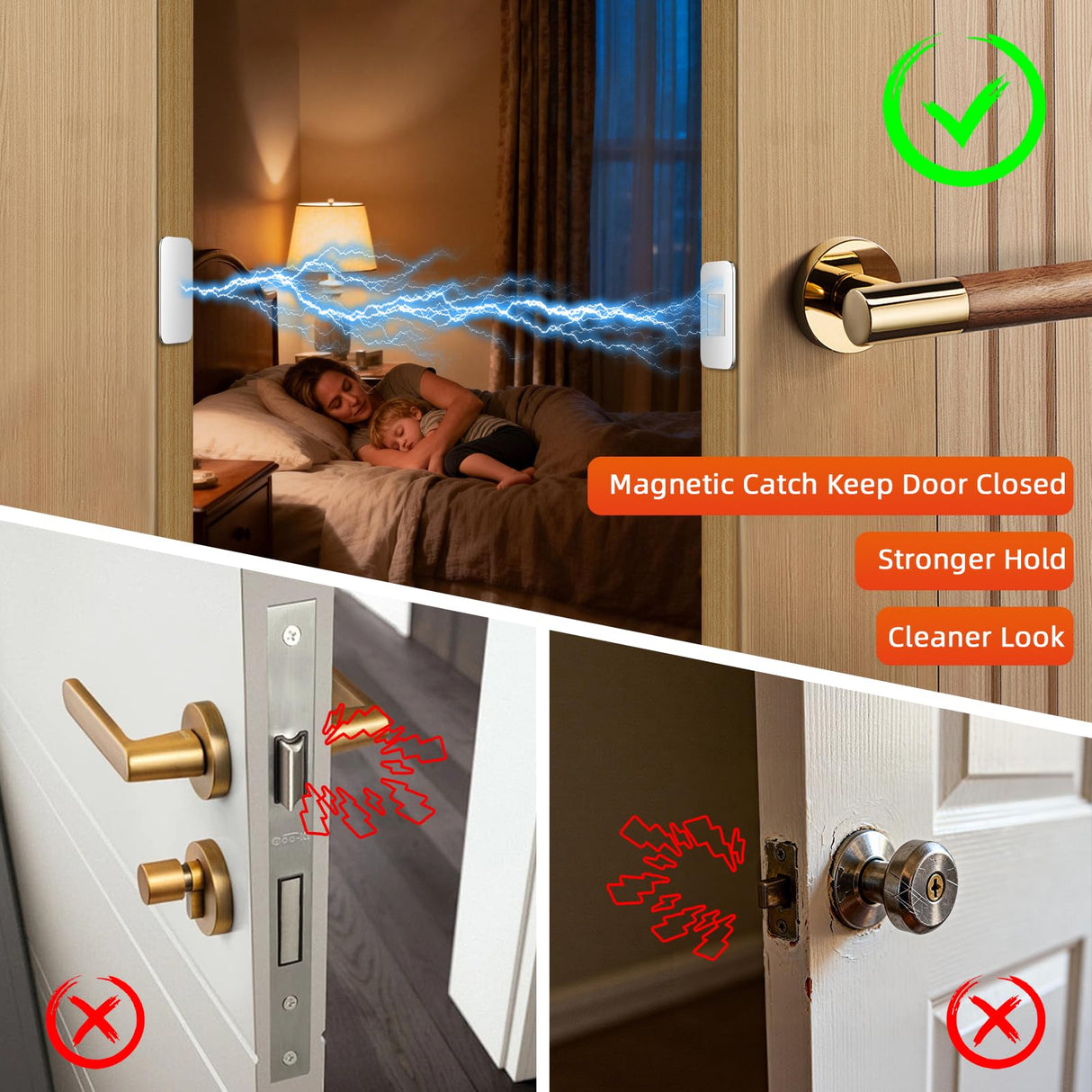 Jiayi No Drill Cabinet Door Magnet for Closure, 12 Pack Magnetic Drawer Closure with Ultra Thin Adhesive Catch, Door Magnetic Catches for Kitchen, Pantry, Keep Cabinets Closed Securely, Easy Install