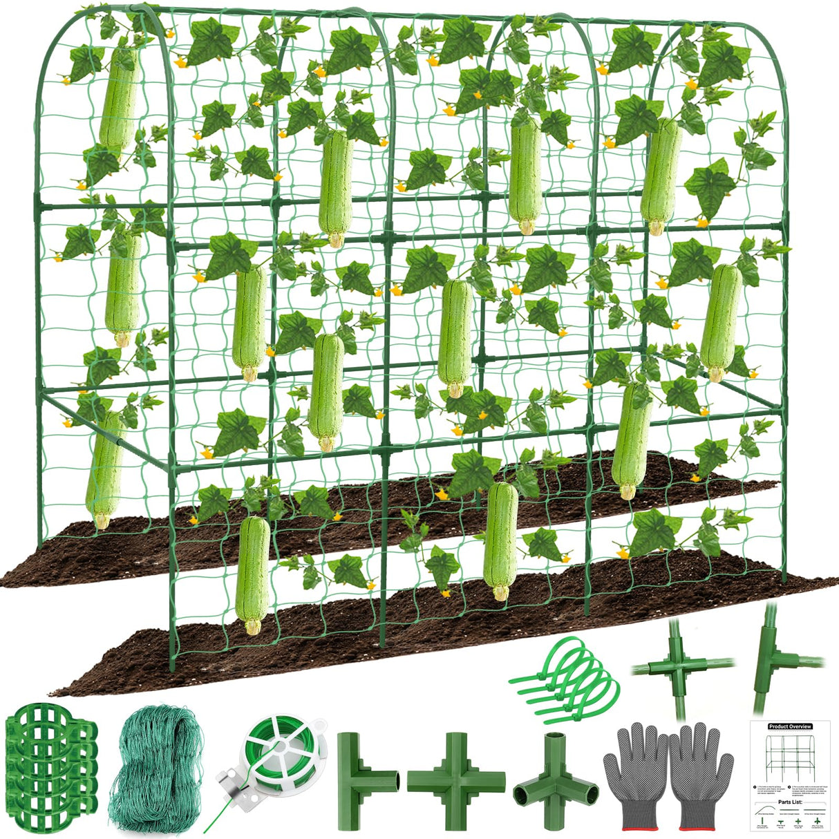 Cucumber Trellis for Raised Bed 51 x 50 Inch U-Shape Garden Trellis for Climbing Plants Outdoors Metal Garden Cucumbers Arch Trellis, Cucumber Plant Support for Tomato, Pea, Zucchini, Vine Flower