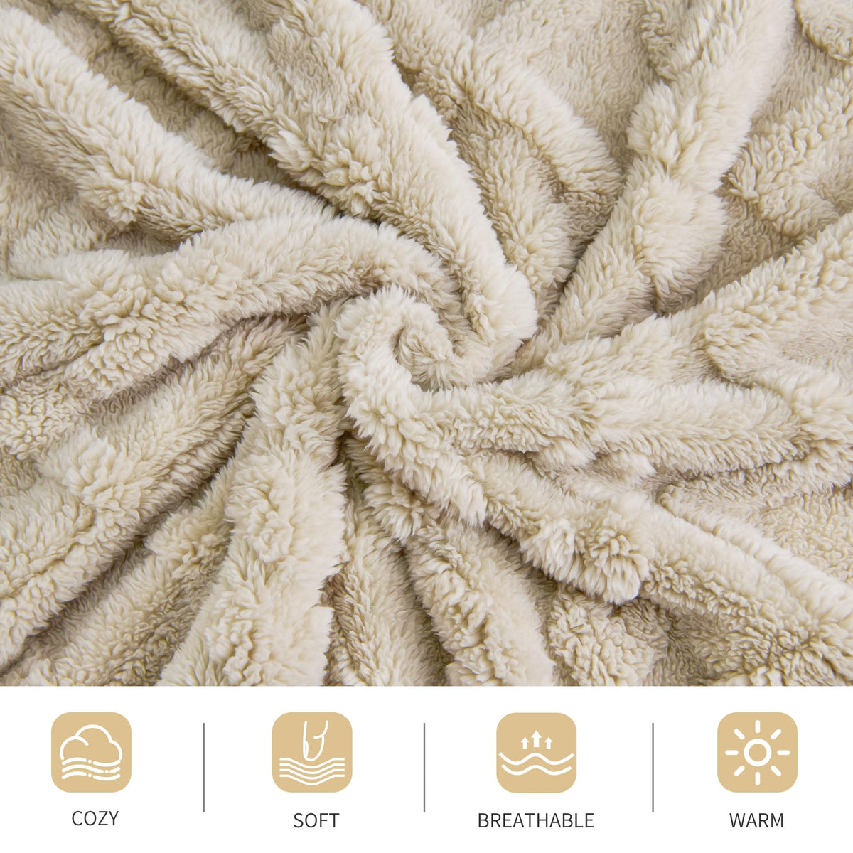 Aganear Fleece Throw Blanket for Couch, Fall Boho Blankets,50"x60" Khaki