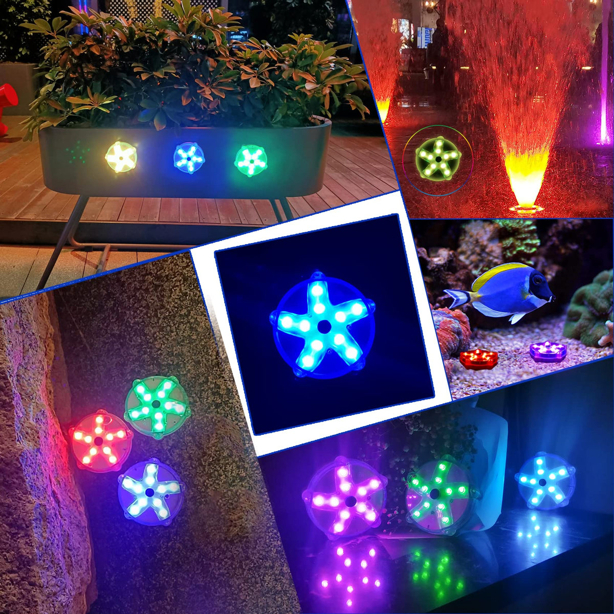 DeeprBetter Floating Pool Lights,Color Changing Waterproof Magnetic Pond Lights,Pool Light that Float,Starfish Above Ground Pools Light Up for Pond,Hot tub,Bathtub,Shower,Halloween,Christmas-2pcs