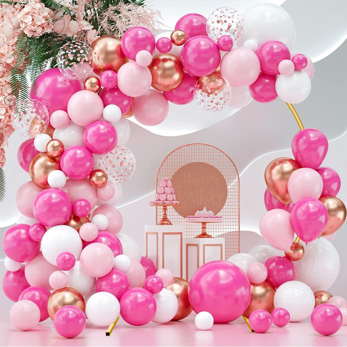 7.2FT Circle Balloon Arch Stand for Floor Round Arch Backdrop Stand for Parties Flower Balloon Arch Frame Kit Flower Gold Metal Arches Backdrop for Birthday Party Wedding Christmas Decorations