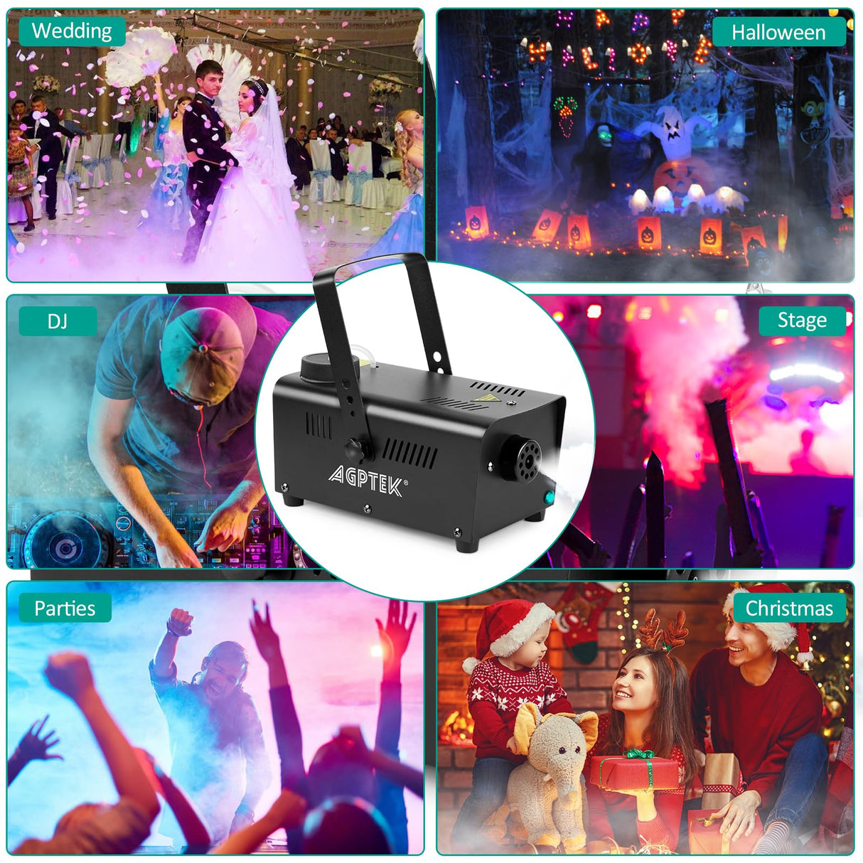 AGPTEK Fog Machine, 500W Smoke Machine with Wireless Remote & Automatic Spray Function, Great for Halloween, Christmas, Wedding, Parties, DJ Performance & Stage Show